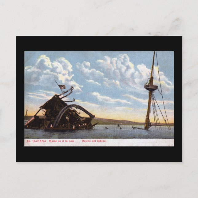 Postal El Maine, La Habana, Cuba Vintage 1908 (Anverso)
