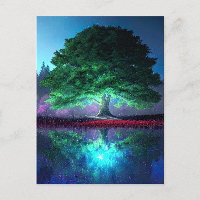 Postal El Majestuoso Árbol Verde (Anverso)