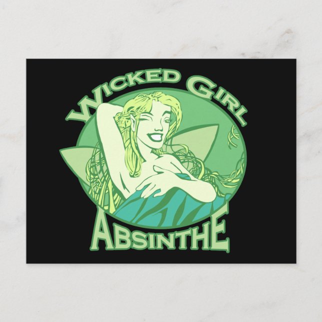 Postal El malvado Chica Absinthe (Anverso)