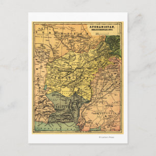 Postal El mapa de Afganistán y los países vecinos