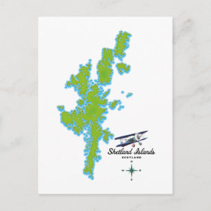 Postal El mapa de las Islas Shetland