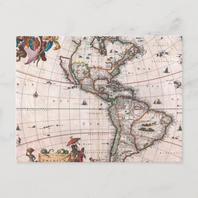 Postal El mapa de Visscher del Nuevo Mundo (Anverso)