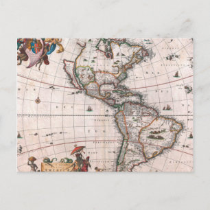Postal El mapa de Visscher del Nuevo Mundo