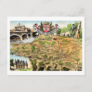 Postal El mapa del valle de Dordoña Francia