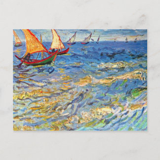Postal El mar en Saintes-Maries por Vincent van Gogh