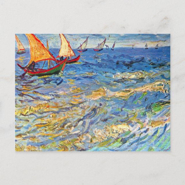 Postal El mar en Saintes-Maries por Vincent van Gogh (Anverso)