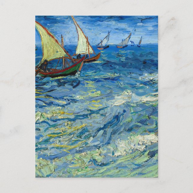Postal El mar en Saintes-Maries por Vincent van Gogh (Anverso)