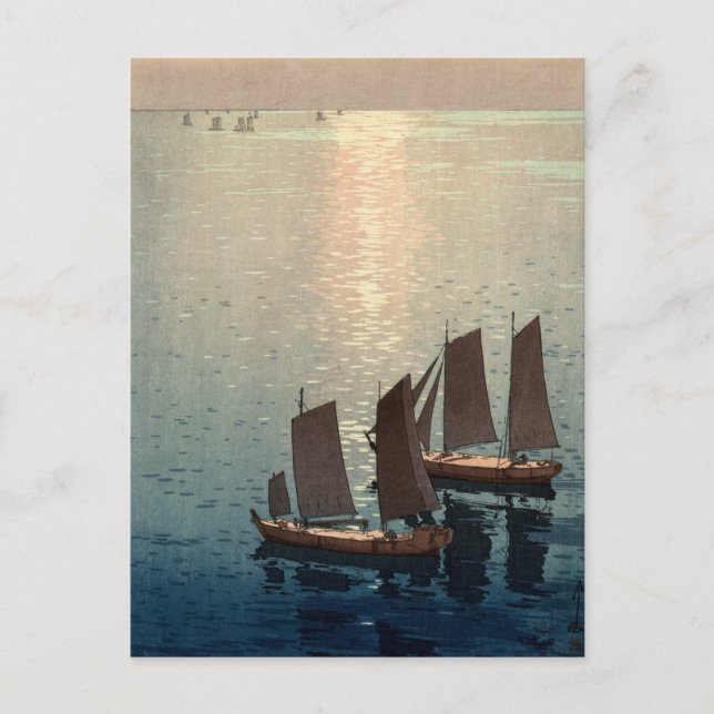 Postal El mar resplandeciente de Hiroshi Yoshida (Anverso)