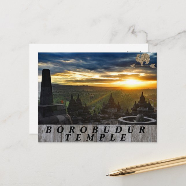 Postal El maravilloso Borobudur Indonesia (Anverso/Reverso In Situ)
