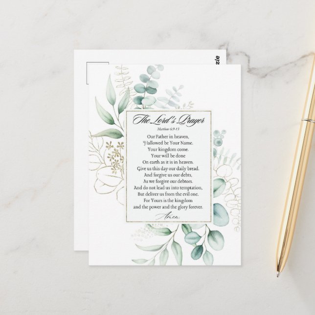 Postal El marco Eucalyptus de la oración del Señor Mateo  (Anverso/Reverso In Situ)