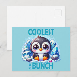 Postal El más frío del personalizado de pingüino de la ca
