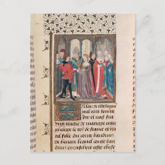 Postal El matrimonio de Philippe Auguste Rey de Francia (Anverso)