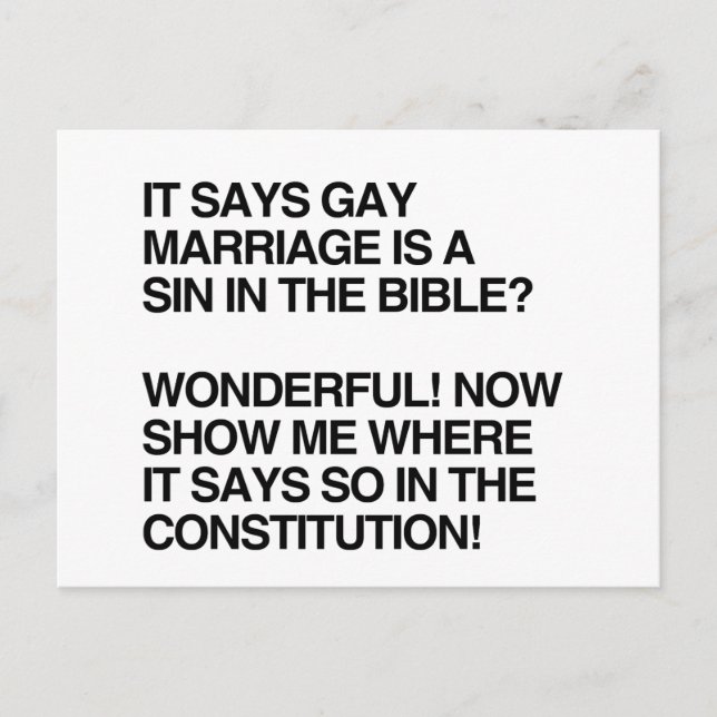 POSTAL EL MATRIMONIO GAY ES UN PECADO EN LA BIBLIA (Anverso)