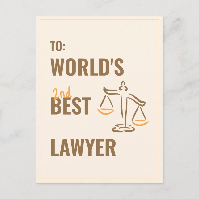 Postal El mejor abogado del mundo. Idea de regalo de cole (Anverso)