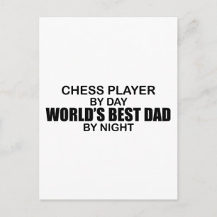 Postal El mejor papá del mundo del ajedrez de noche