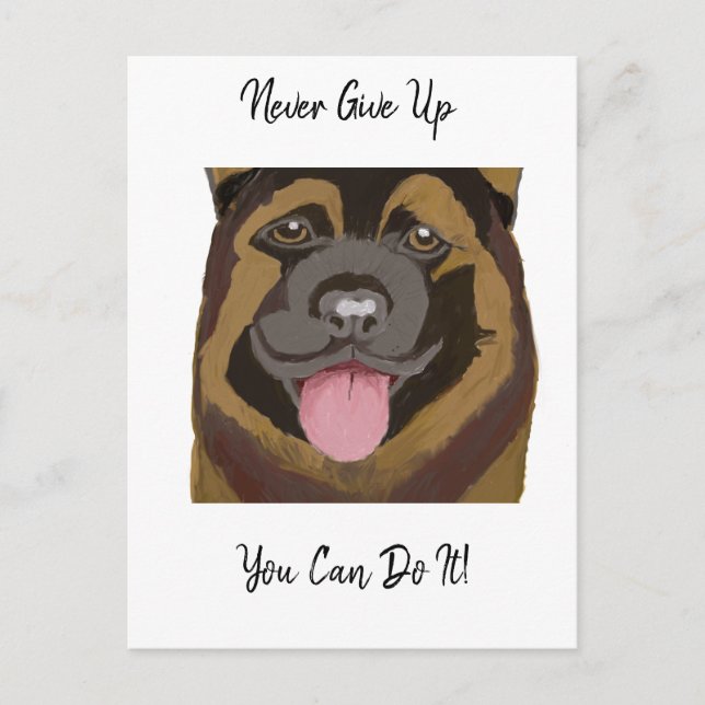 Postal El mejor perro pastor alemán nunca se rinde (Anverso)