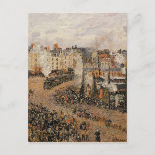Postal El mercado de la pesca, dieppe de Camille Pissarro