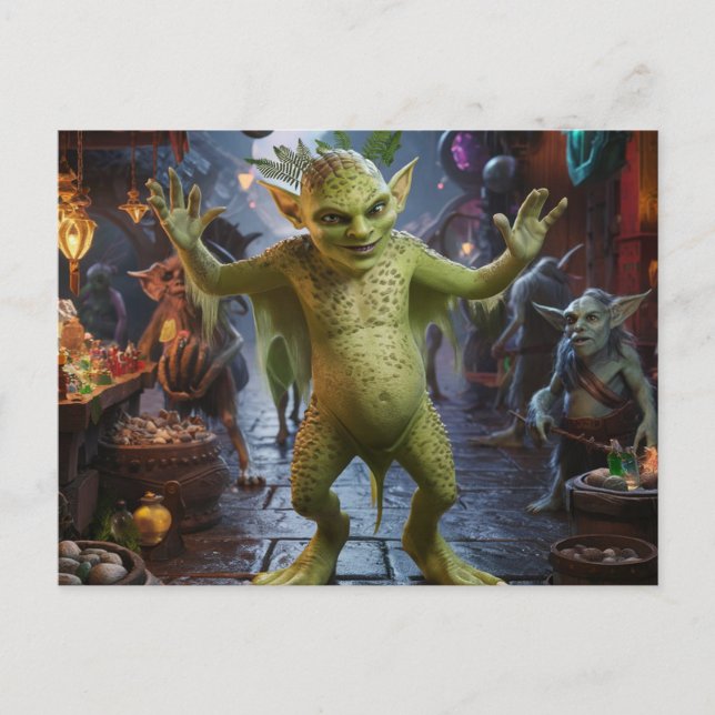 Postal El mercado Goblin (Anverso)