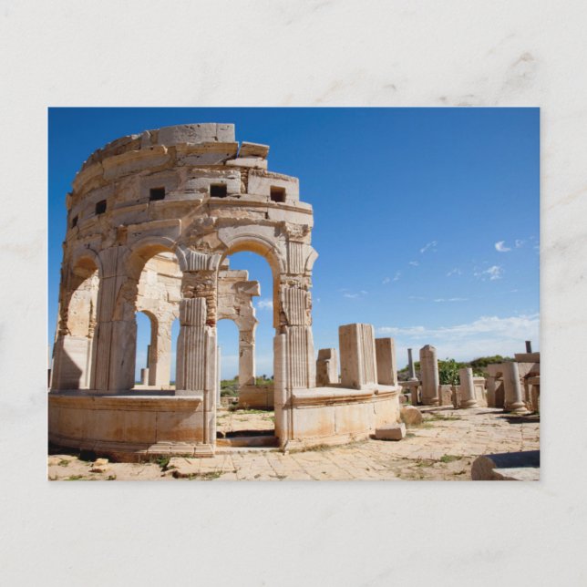 Postal El Mercado, Leptis Magna, Distrito Al Khums (Anverso)