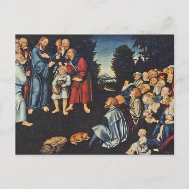 Postal El milagro de los cinco retoños y los dos peces (Anverso)