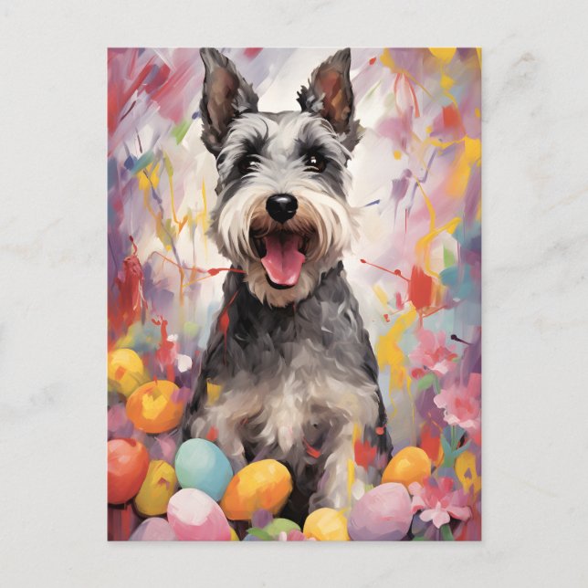 Postal El ministro Schnauzer feliz Pascua (Anverso)