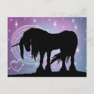 Postal El místico unicornio negro (Pastel Swirl)