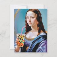El momento del té de burbuja de la Mona Lisa