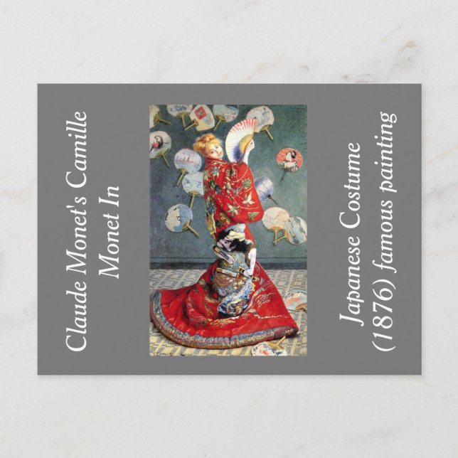 Postal El Monet de Claude Monet con traje japonés (Anverso)