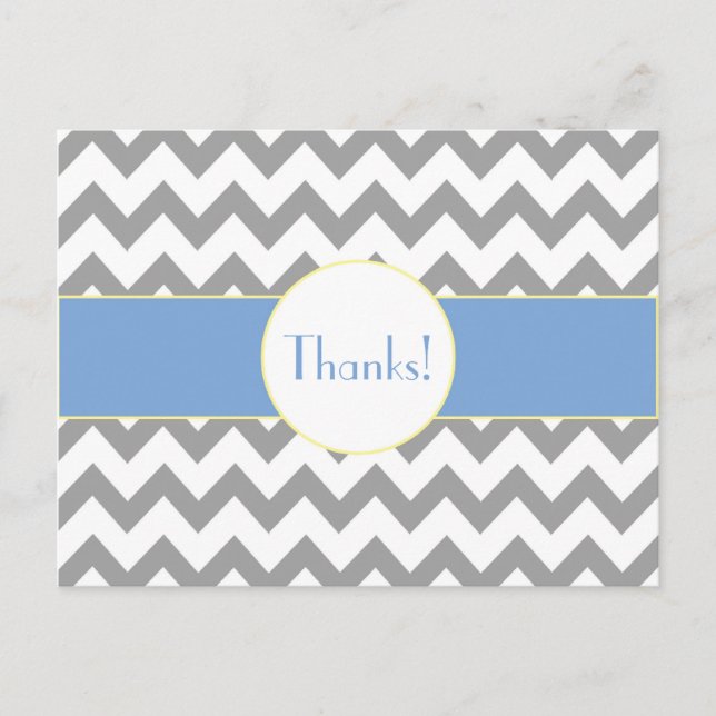 Postal El monograma rayado Chevron gris y azul le (Anverso)