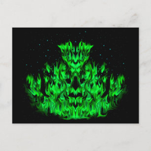 Postal El monstruo de la llama verde en el cielo estrella
