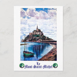 Postal El Mont-Saint-Michel, Normandía, Francia, vintage