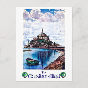 Postal El Mont-Saint-Michel, Normandía, Francia, vintage