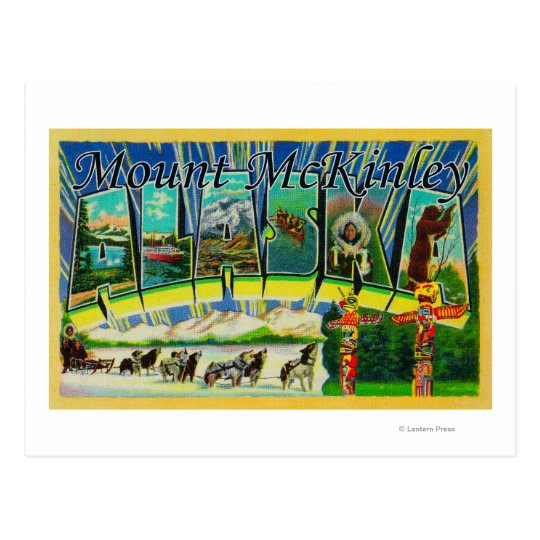 Postal El monte McKinley, Alaska - escenas grandes de la