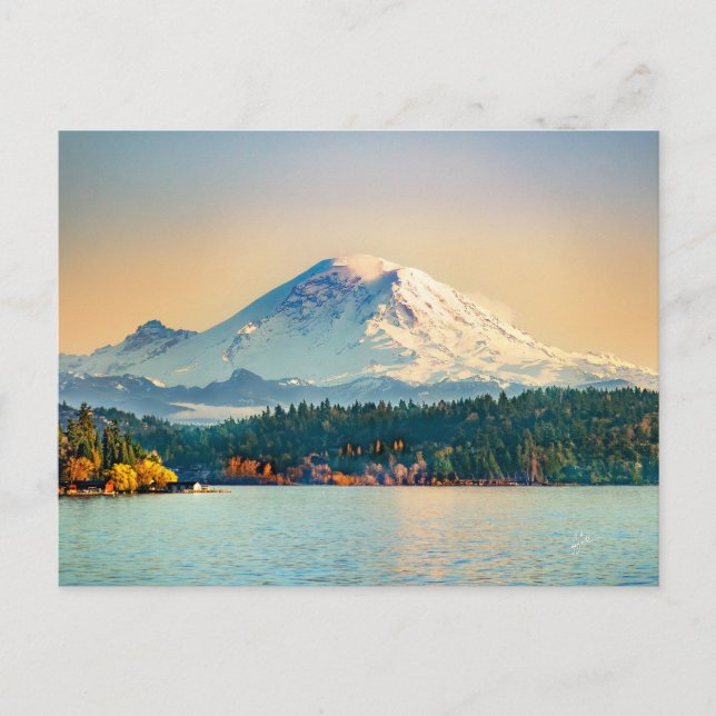 Postal El Monte Rainier Lake Washington en toda ocasión e (Anverso)