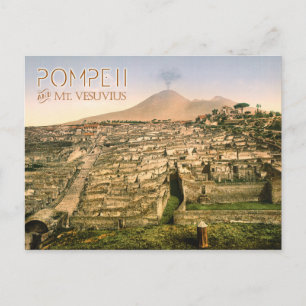 Postal El monte Vesubio y las ruinas de Pompeya en Italia