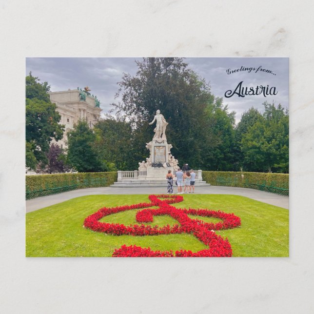 Postal El Monumento a Mozart en Viena Austria (Anverso)