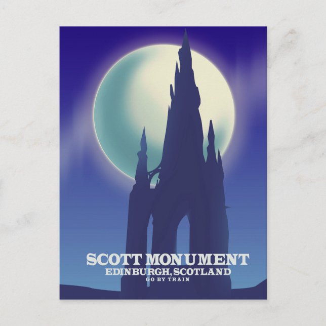 Postal El Monumento Scott, Edimburgo, Escocia (Anverso)