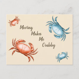 Postal El movimiento de cangrejos rojos y azules vintage