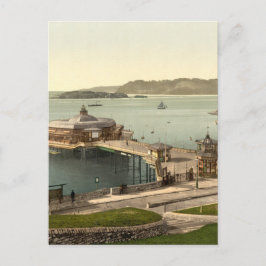 Postal El muelle, con la isla de Drake, Plymouth, Inglate