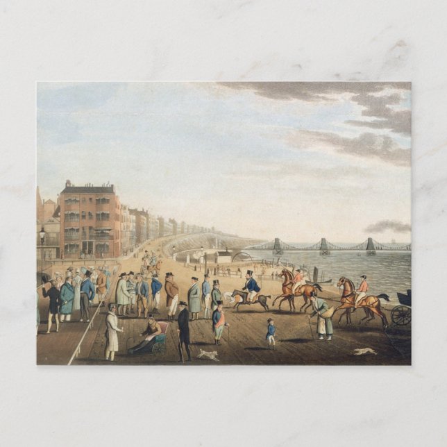 Postal El muelle de cadena en Brighton con caracteres (et (Anverso)