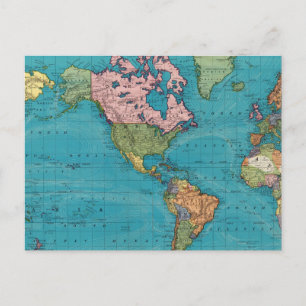 Postal El mundo, la proyección de Mercator