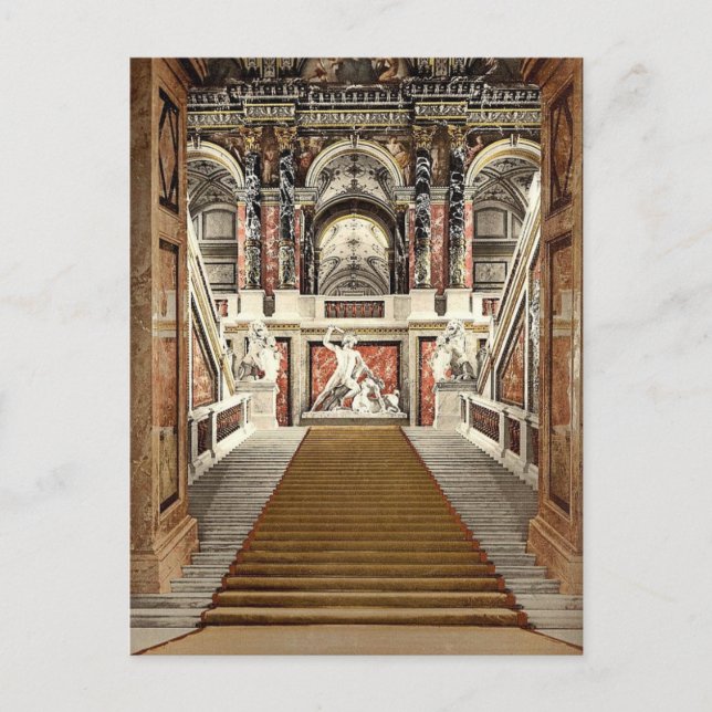 Postal El Museo de las Artes, la escalera, Viena, Austro- (Anverso)