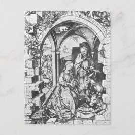 Postal El nacimiento de Jesús (por Martin Schongauer)