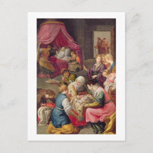 Postal El nacimiento de la Virgen, 1640 (aceite sobre lie