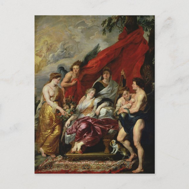 Postal El nacimiento de Luis XIII en Fontainebleau (Anverso)