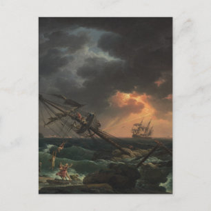 Postal El naufragio de Claude-Joseph Vernet