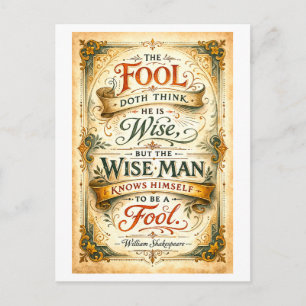 Postal "El necio se cree sabio" Shakespeare
