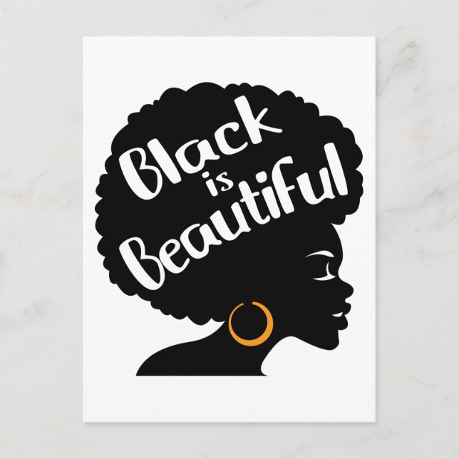 Postal El negro es bello, las mujeres afro-melaninas del  (Anverso)
