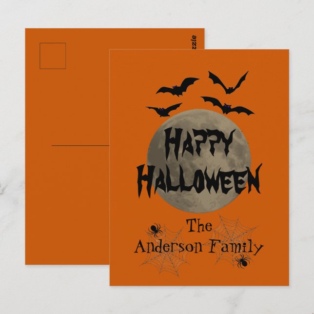 Postal El negro y Naranja Scary Spooky Happy Halloween (Anverso / Reverso)