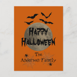 Postal El negro y Naranja Scary Spooky Happy Halloween